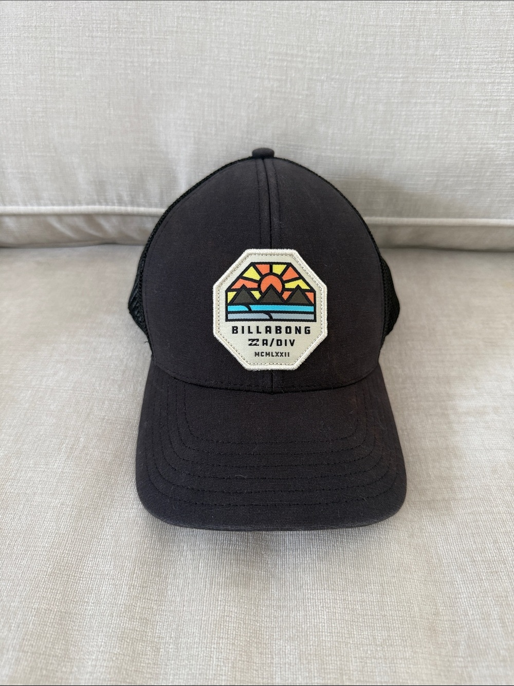 Billabong Black Trucker Hat with Colorful Patch